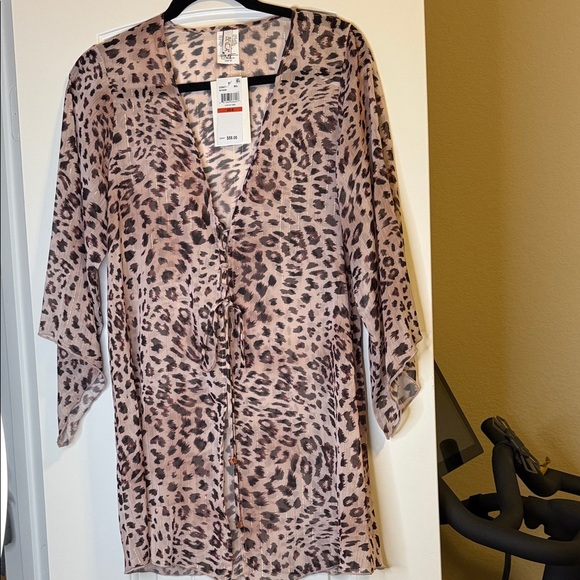 BECCA Animal Print Swim Cover-Up - Brown NWT XS-Small - Picture 5 of 10